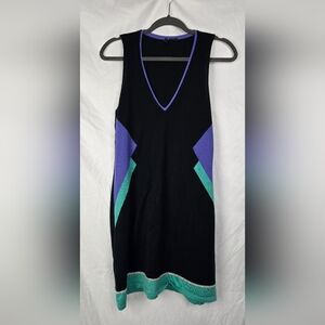 Stile Benetton Designer Minimalist Colorblock Sleeveless Knee Length Dress sz M